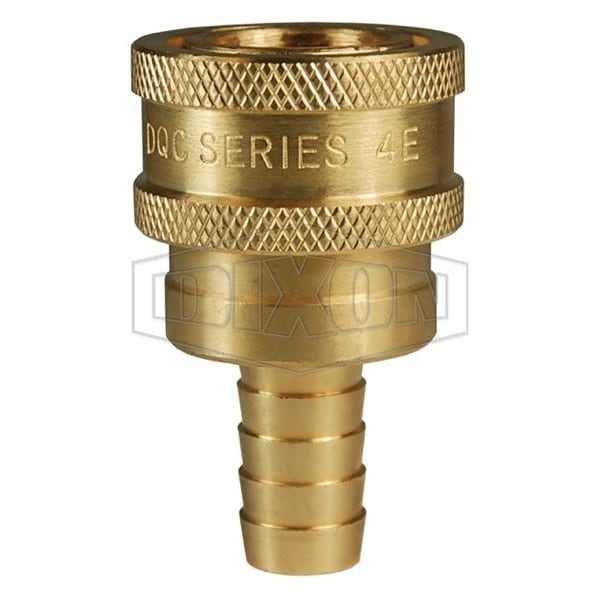 E Series Straight Through Interchange Hose Coupling, 1/4 in Nominal, Hose, Brass, Domestic